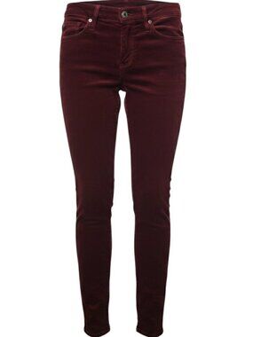 AG Adriano Goldschmied Farrah Velvet Skinny Pants Burgundy Maroon Size S